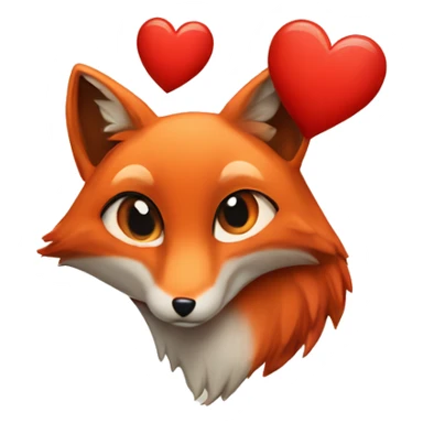 deep lush red fox face with tiny red heart instead of eyes sticker