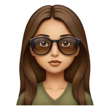 Girl with long brown hair wearing sunglasses and is having a little bit of attitude with the sunglasses a little bit lower on her nose, looking up at you questioning ￼￼ sticker