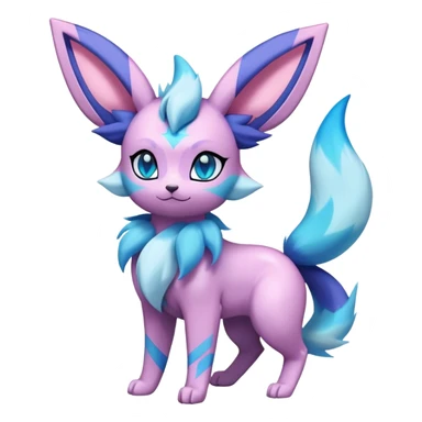 Futuristic Fluffy Celestial Magical Ethereal Fantasy-Glaceon-Espeon-Sylveon-Umbreon-hybrid, full bod sticker