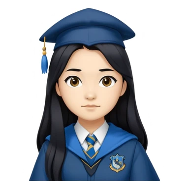 Cho Chang in harry potter, wear hogwarts Ravenclaw uniform, long black hair sticker