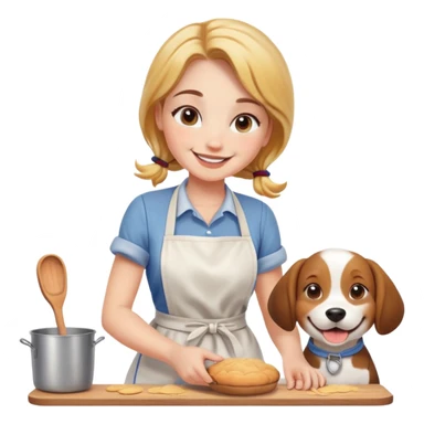 Burnett girl baking with dog  sticker