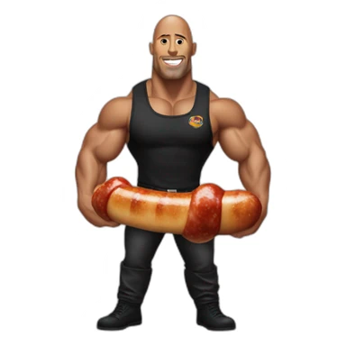 the rock holding a saussage sticker