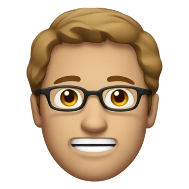 white man with glasses and brown hair squinting his eyes sticker