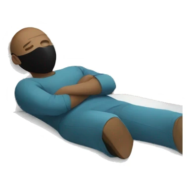 A man have mask and sleeping on bed sticker
