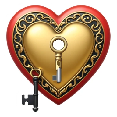 heart with black and gold key sticker