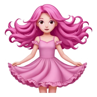 Pink dreamy sky with an flying pink girl in the sky sticker