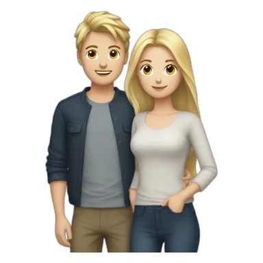 couple with blonde boy and brunette girl sticker