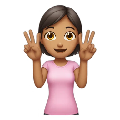 girl showing THREE out of five fingers up on her ONE hand sticker