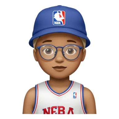 hat and glasses child with nba jersey sticker