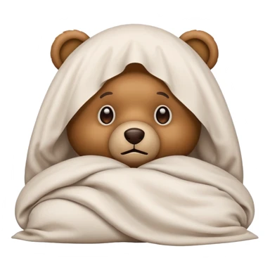 Scared teddy bear hiding under covers sticker
