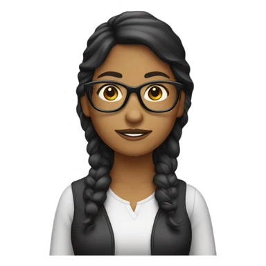 Mujer pelinegra lacia con lentes  sticker