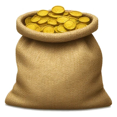 old small open jute bag full of coins sticker