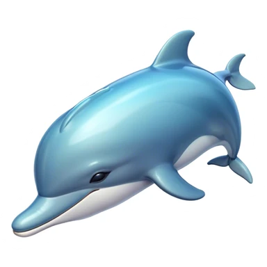 Meme-Worthy Cute Sleeping Bottlenose Dolphin Portrait Emoji, Head resting peacefully with a contented smile, showcasing a shiny, glossy body with eyes gently closed in serene slumber and a graceful, streamlined form, Simplified yet adorably endearing features, highly detailed, glowing with a soft, drowsy aquatic light, high shine, relaxed and utterly lovable, stylized with an air of playful laziness, soft glowing outline, capturing the essence of a sleeping dolphin that feels destined to become the next viral icon of adorable rest! sticker