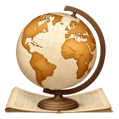 vintage globe in newspaper style beige sticker
