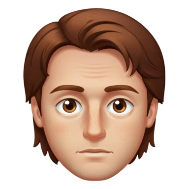 Polish man with medium length brown hair and freckles around his left eye sticker