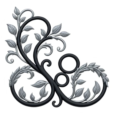 Black and silver filigree vine design, 3D, extremely detailed design sticker