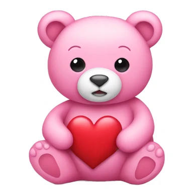 Pink bear stuffed animal holding heart sticker