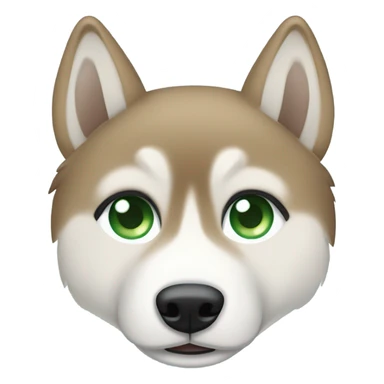 light brown and white husky with one blue eye and one green ey sticker