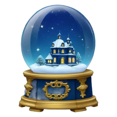 vintage dark blue rococo night sky snow globe sticker