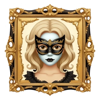 Killer on mask on fancy mirror behind woman sticker