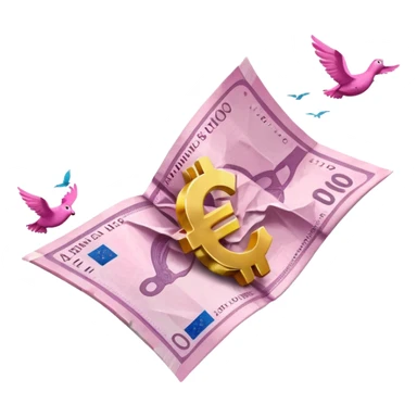 pink money with euros  flying  sticker