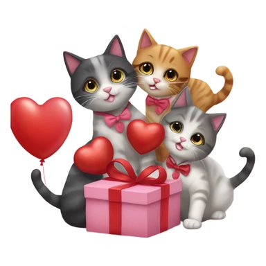 cats celebrating valentines day sticker