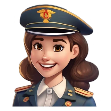 Spanish Lieutenant abadin, is a young girl that always is smailing, su color de pelo oscuro pero su piel clara, pelo corto sticker