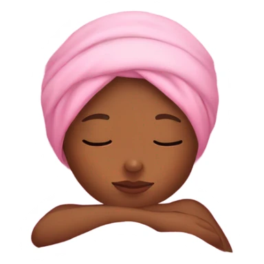 Brown girl with pink bonnet on sleeping in bed sticker
