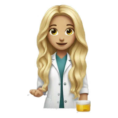 young girl with long blonde hair working in a pharmacy sticker