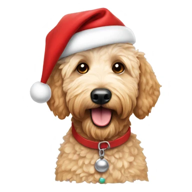 Golden doodle wearing Santa hat sticker