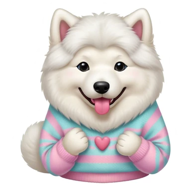 cute 
Samoyed tongue hanging out sitting 
 in a cute pastel sweater sticker