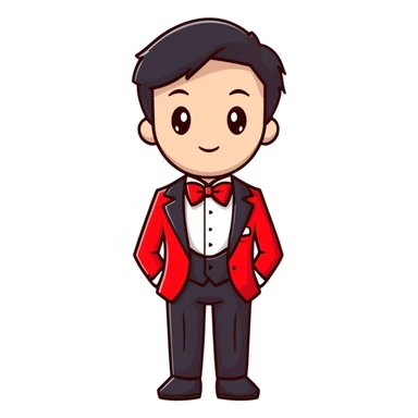 red and white formal tuxedo suit sticker