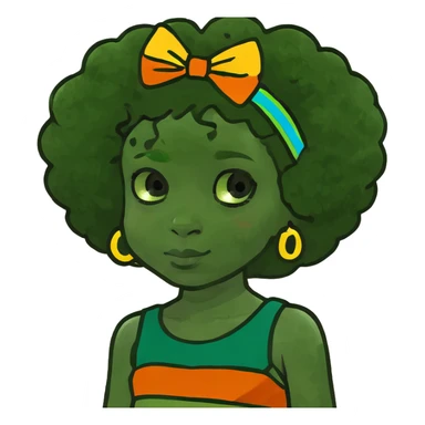 Black little girl with afro hair  sticker