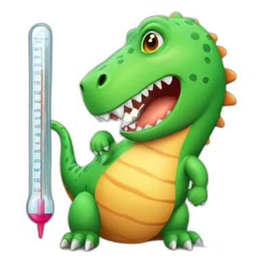 sick dinosaur with thermometer sticker