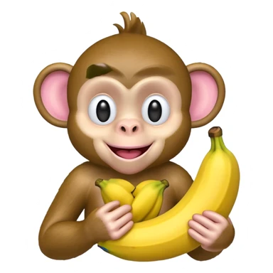A light pink emoji monkey holding a banana sticker