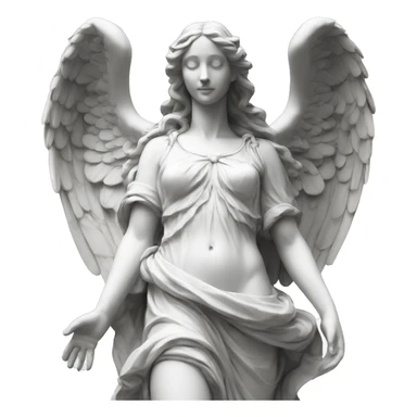 renaissance marble statue of beautiful woman, long hair angel wings sticker