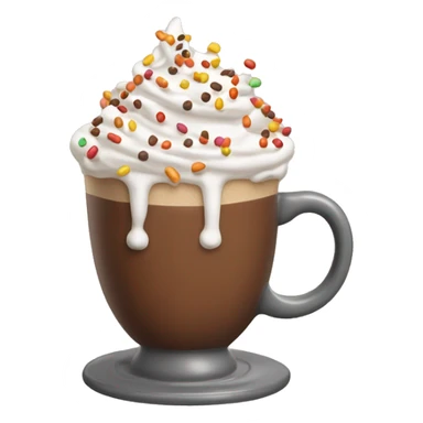 A steaming mug of hot cocoa topped with whipped cream and fall sprinkles. sticker