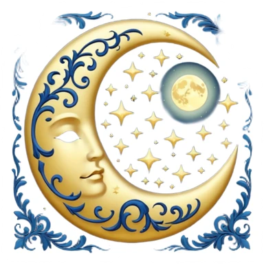 Orientalist antique ancient Egyptian style  Damask moon sticker