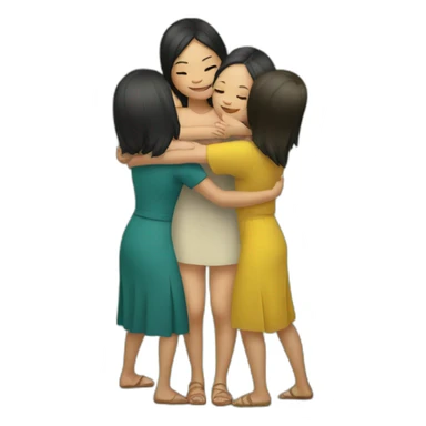 Four girls hugging in Vietnam  sticker