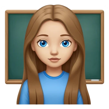 Mädchen jung, braune Haare und blaue Augen, ganzer Körper lange hose, Schule sticker