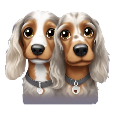 Two Tri Merle long haired Dachshunds together sticker