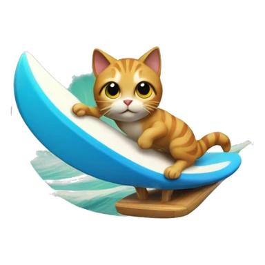 cat on a surfing board sticker
