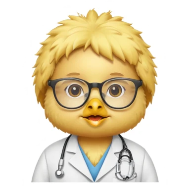 chick animal with glasses, wearing doctor uniform sticker