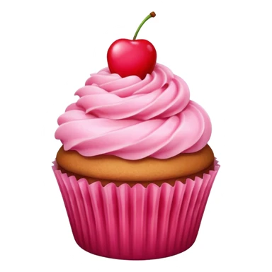 cupcake with pink icing and cherry on top sticker