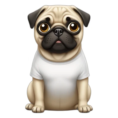 pug wearing a t-shirt sticker