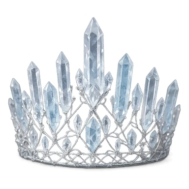 a crystal crown crafted from clear and pale blue gems, highlighted with silver threads and a gentle moonlit shine sticker