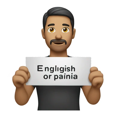 A person holding a sign that says "English or spanish" sticker