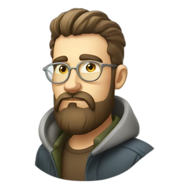 Ukrainian developer looking sad with a beard smoking a vape sticker