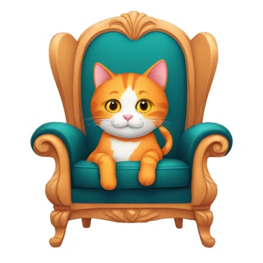 orange cat drinking tea looking at camera sitting in a chair sticker