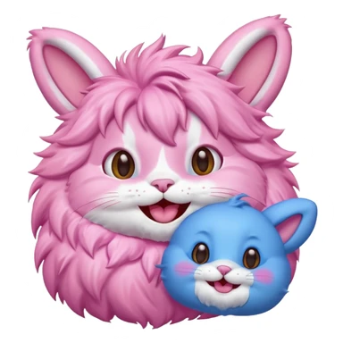 pink cat and blue bunny laughing sticker